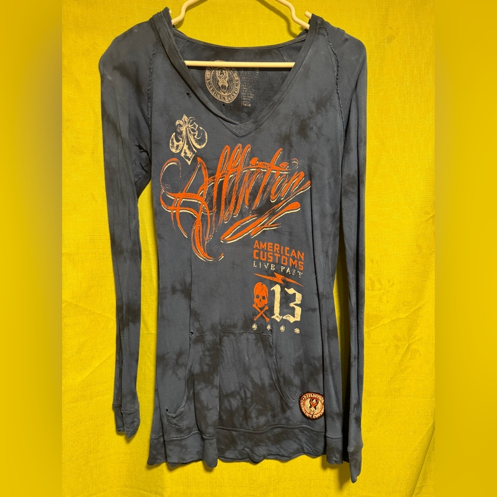 Affliction Blue V-Neck Graphic Tee